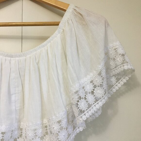 Embroidered Lace White 100% Cotton Getaway Tunic Boho Top - Picture 4 of 12
